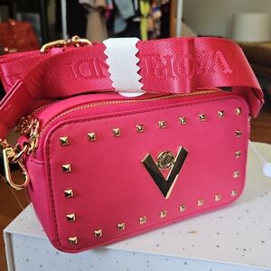 Valentino Orlandi Pink Crossbody Bag with Gold Accents